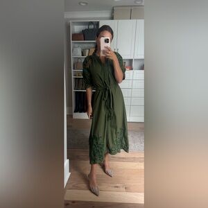 Julia Amory Coatue Caftan - Olive Long Sleeve Dress